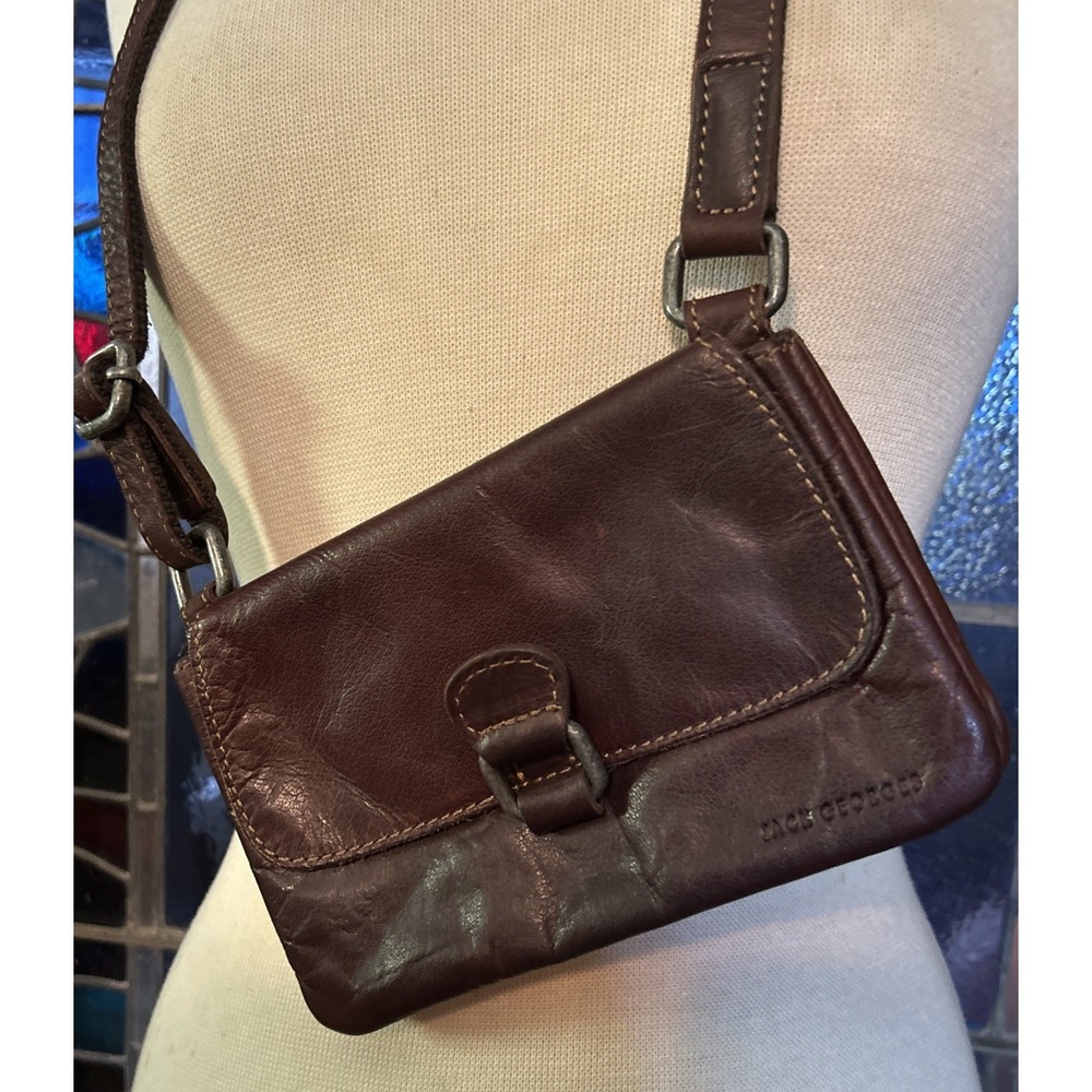 Jack Georges Crossbody Brown Leather Bag Magnetic Closure Small Bag Voyager